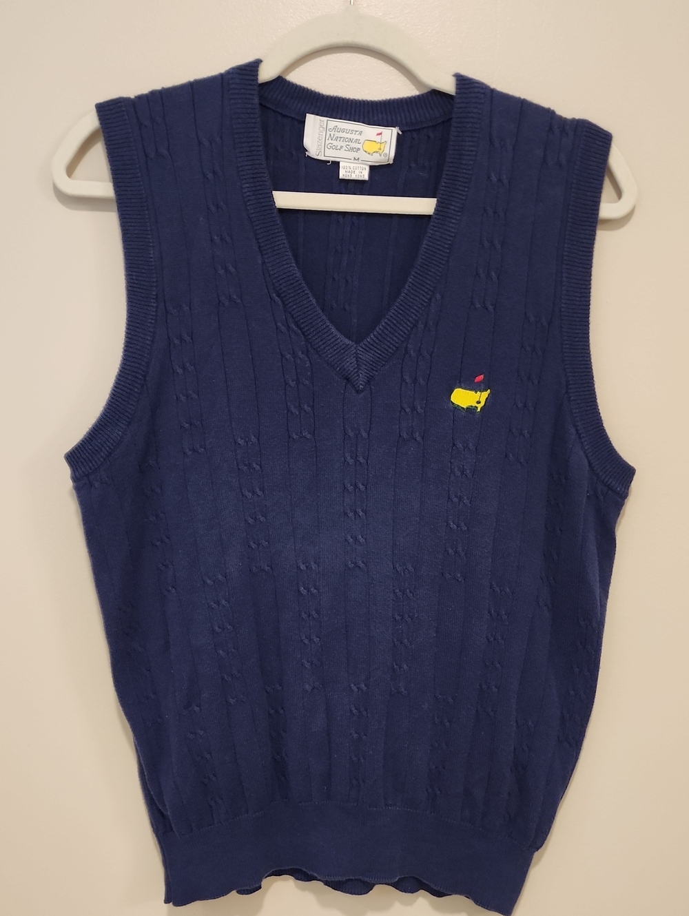 Vintage Masters Golf Cable Knit Vest Navy Augusta National Golf Shop size Medium